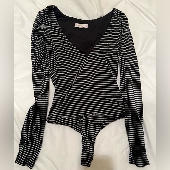 Lovers and Friends Akron Bodysuit Striped Top in Black and White - Picture 6 of 9